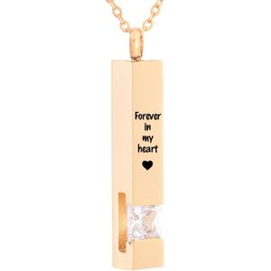 Luxe Ashanger | Met Ketting En Gravering | Forever In My Heart | Assieraad | Rosegoud Met Witte Steen | As Ketting | Gedenksieraad | Urn | Incl. As vuller
