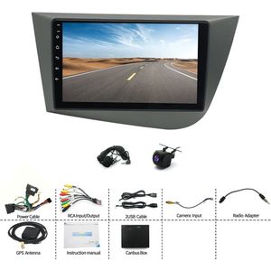 9 Inch Car Stereo Radio Compatible for Seat Leon 2005-2013 Android 15 GPS Navi Head Unit Fit for Carplay Android Auto WiFi Bluetooth SWC Car Player with AHD Camera/Microphone 4GB+64GB