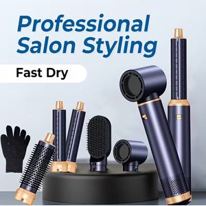 Multifunctionele haarborstel met 5 opzetstukken, negatieve ionen technologie en styling‑mogelijkheden voor volume, krul en glad haar – ideaal voor dagelijks gebruik