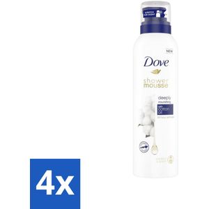 4 x Dove Shower Foam - Deeply Nourishing - Cotton Oil - 200 ml - Douchemousse - Dove - Katoenzaadolie - Hydraterende Douche - Zachte Huid
