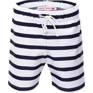 Petit Crabe - UV-werende zwemshort - Gestreept - Wit/Donkerblauw