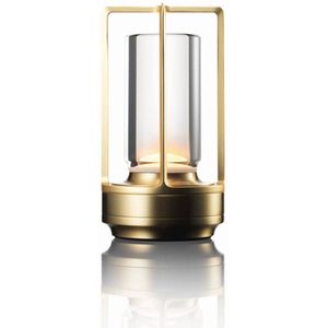 Luxus Tafellamp Touch Deluxe - Juliette - Goud - H18 x Ø9 - Tafellamp - Terraslamp - Bureaulamp - LED - Oplaadbaar - Dimbaar - Draadloos - Industrieel en modern - Op batterijen - Nachtlamp voor de slaapkamer - Tafellamp voor binnen en buiten