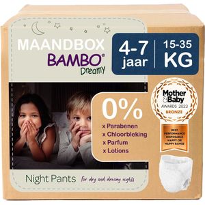 BAMBO Nature Dreamy Nachtbroekjes 4-7 jaar (15-35 kg) - 60 stuks Maandbox - 0% onnodige toevoegingen - Ideaal voor de gevoelige huid - Nordic Swan Ecolabel