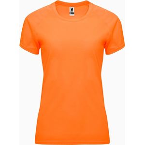 Fluorescent Oranje dames sportshirt korte mouwen Bahrain merk Roly maat XXL