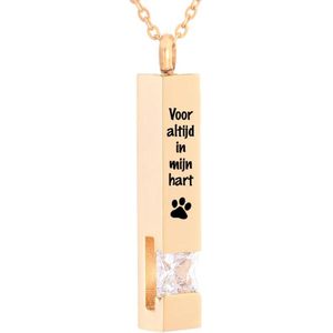 Luxe Ashanger | Met Ketting En Gravering | Voor Altijd In Mijn Hart | Assieraad | Rosegoud Met Witte Steen | As Ketting | Gedenksieraad | Urn | Incl. As vuller