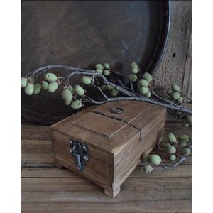 Handgemaakt authentiek houten kapperskistje/ Uniek houten kapperskistje/scheerkistje met spiegel