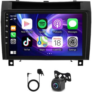 2 Din Android 15 Autoradio 9inch 4+64G - voor Mercedes SLK 2004-2011 | Compatibel met CarPlay & Android Auto, GPS Navigatie + AHD Camera & Microfoon