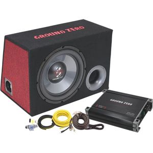 Ground Zero - GZ BASS KIT 12.300 - Autosubwoofer - Basreflex Subwooferbehuizing - Complete Set met Versterker & Kabelset