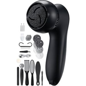 Vulpes Goods® BeautyCare - Elektrische Eeltverwijderaar PRO - Incl. 6 Eeltschijven - Eeltverwijderaars Elektrisch - Professionele Eelt Verwijderaar Set, 10 Delige Pedicureset en Reistas - Voetvijl - Usb Oplaadbaar - IPX7 Waterbestendig