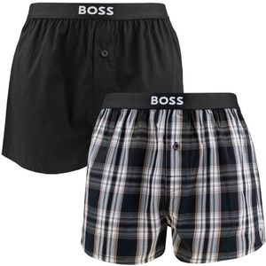 Hugo Boss heren BOSS 2P wijde boxershorts basic check zwart II