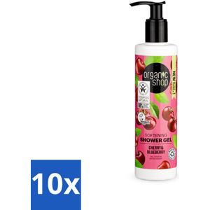 Organic Shop - Douchegel Cherry & Blueberry - Verfrissend en Hydraterend - 280 ml - Bulkverpakking - 10 stuks