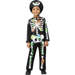 Smiffy's - Spook & Skelet Kostuum - Levendige Dierentuin Jungle Skelet Kind Kostuum - Zwart - Maat 116 - Halloween - Verkleedkleding