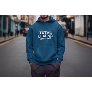 1991 Jaar Navy Hoodie heren - Maat M - Total Legend - Verjaardag Cadeau Mannen - Limited Edition