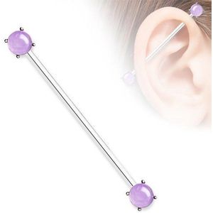 Industrial - Amethyst Steen - Chirurgisch Staal - 1.6 mm Draaddikte - 38 mm Lengte