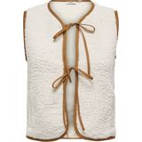 ONLY Dames Gilet Beige – Teddy Stof 100% Polyester – Loose Fit – Casual Lente Zomer
