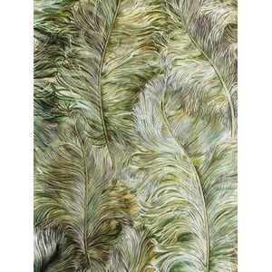 Exclusief behang Profhome 822203 vinylbehang gestempeld met veren glimmend groen loofgroen goud bruingroen 5,33 m2