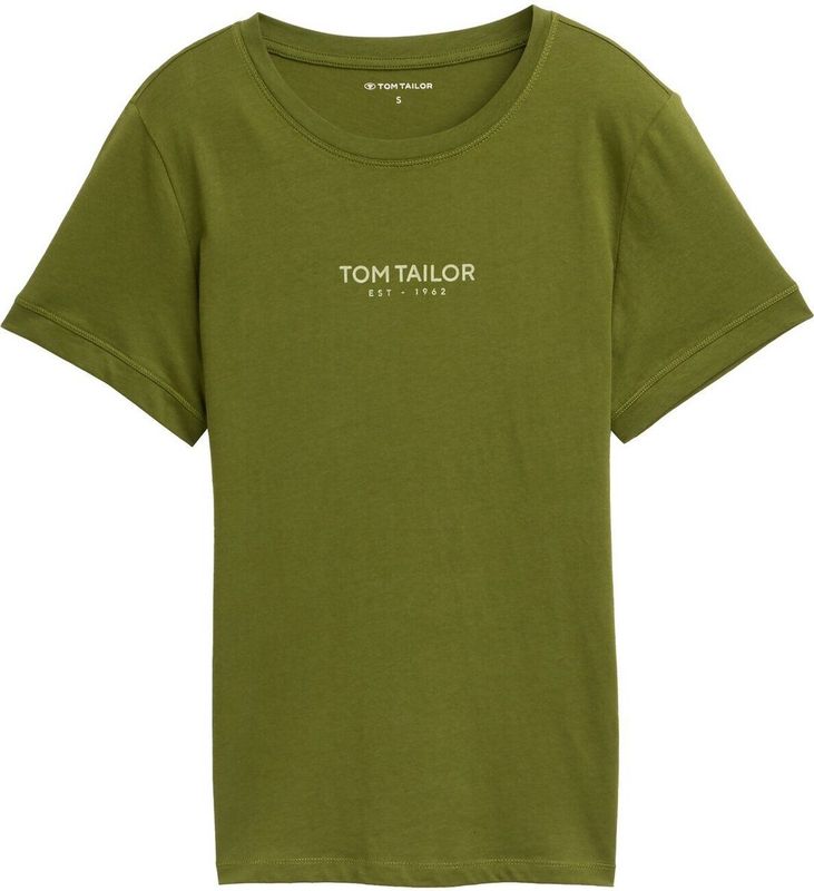 TOM TAILOR - Shirt - Lichtbeige / Olijfgroen - T-shirt