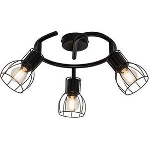 QAZQA botu - Moderne Plafondlamp - 3 lichts - Ø 50 cm - Zwart - Woonkamer | Slaapkamer | Keuken