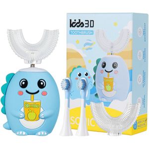 Gloovon - Sonische Elektrische Tandenborstel Kinderen - 2x U-vormige borstelkop - 2x Traditionele Opzetborstel - Timer - 2 t/m 6 Jaar - Blauw