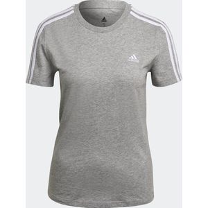 adidas Sportswear Essentials Slim 3-Stripes T-shirt - Dames - Grijs- M