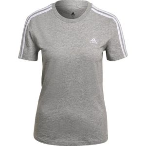 adidas Sportswear Essentials Slim 3-Stripes T-shirt - Dames - Grijs- M