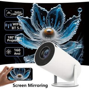 HY300 Slimme 4K Beamer | WiFi Schermspiegeling iOS/Android | 360° Surround Sound | Dual-Band WiFi & Bluetooth | HDMI, USB, Voor Thuisbioscoop