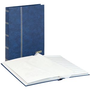 Lindner 1161 Postzegelalbum - Blauw - groot formaat 32 witte blz. - Luxe - postzegels - insteekalbum - stock - stockboek