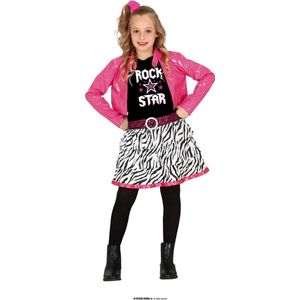 Guirca - Roze Rock Superstar Rosie - Meisje - Roze - 10 - 12 jaar - Carnavalskleding - Verkleedkleding
