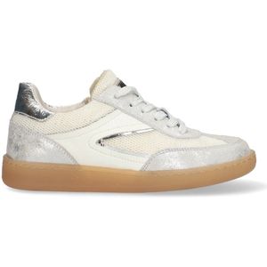 Braqeez 425290-991 Meisjes Lage Sneakers - Zilver - Leer - Veters