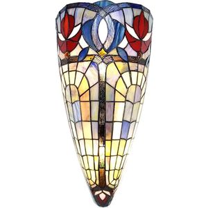 LumiLamp Wandlamp Tiffany 26x15x52 cm Blauw Glas Muurlamp