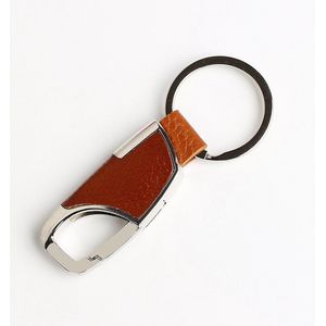 Sleutelhanger - Nieuwe Mode - Auto Sleutelhanger - Mannen En Dames - Lederen Taille Opknoping Sleutelhanger - Metalen Sleutelhanger - Cadeau - Gift - Zilver/Bruin