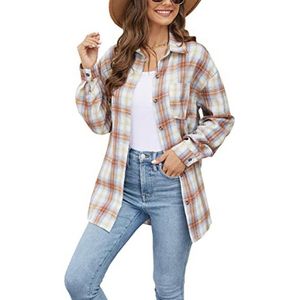 Geruit dameshemd van zacht flanel met lange mouwen