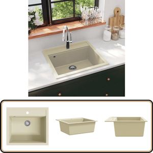 vidaXL Gootsteen Enkel Bak Graniet Beige Granieten Gootsteen - Keukengerei - Wastafel - Beige Gootsteen - Single Bowl Sink