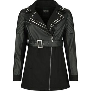 Black Premium by EMP Zwarte jas met kunstlederen details en studs - Dames - M