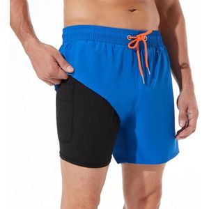 2-in-1 Zwembroek voor Mannen met Compressievoering en Ritszak - Surfshorts van XXS tot 5XL