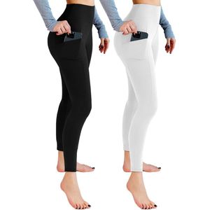 Hoge Taille Gymleggings Dames - Ondoorzichtige Leggings met Zakken voor Sport, Yoga en Hardlopen - 2 Stuks
