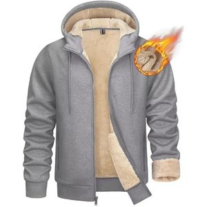 Heren Fleecejack met Capuchon | Ademend, Warm en Winddicht | Ideaal voor Lente, Herfst en Winter | Lichtgrijs | Verschillende Maten Beschikbaar