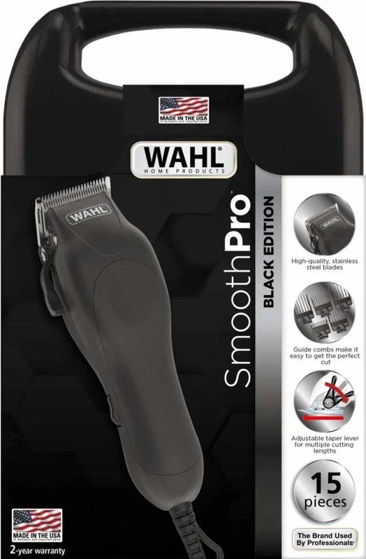 Wahl - Smooth Pro - Tondeuse - Zwart - 1 tot 25 mm snijlengte met opzetkammen set