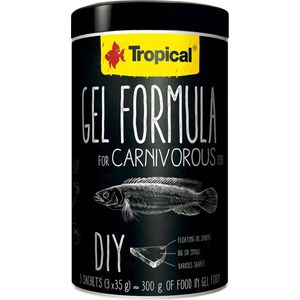Tropical Gel Formule voor Carnivore vissen (Vleeseters) - 1 Liter / 105 gram (3x35gram) - Aquarium Visvoer - Zelf visvoer bereiden