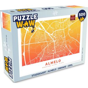 Puzzel Stadskaart - Almelo - Oranje - Geel - Legpuzzel - Puzzel 500 stukjes - Plattegrond