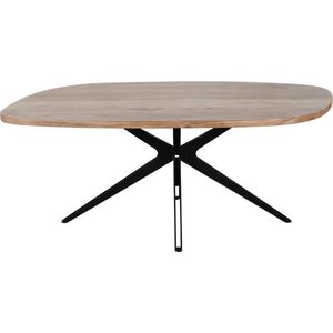 Eettafel 8 personen in acaciahout en metaal - Houtlook en zwart - LIVIANI L 190 cm x H 76 cm x D 100 cm