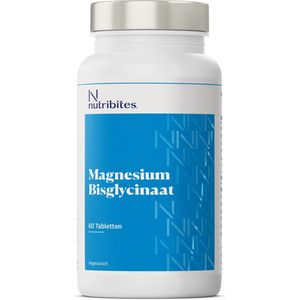 Nutribites Magnesium Bisglycinaat - Ondersteunt de weerstand - Goed voor spieren en botten - Met vitamine D - 60 Vegetarische tabletten