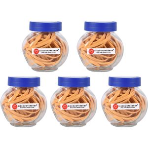 Post Elastieken - Beige Rubber - 5 Glas Potjes van 50g - Voor Kantoor & School & Hobby - Uitstrekend Tot 30cm/20cm - Verschillende Maten