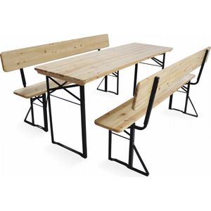 Oviala - Stel brasserie met tafel van 180 cm en banken met rugleuning