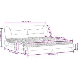 vidaXL-Bed-met-matras-kunstleer-grijs-200x200-cm