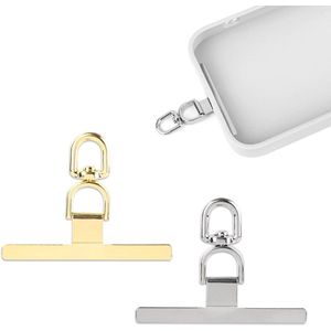 Provento - Telefoonbevestigingslipjes voor Smartphones - 360° Draaibaar - Metaal - Veiligheid Lanyardpatch - Zilver/Goud