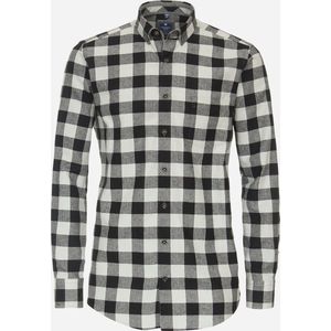 Redmond modern fit overhemd - popeline - zwart geruit - Strijkvriendelijk - Boordmaat: 43/44