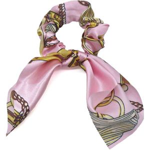 Scrunchie met Strik - Haarelastiek - Glimmend Stof - Roze