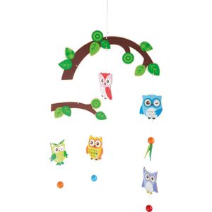 Houten mobiel - Uiltjes in de boom - Mobiel voor baby's - Geen muziekmobiel - Eenvoudig te monteren!