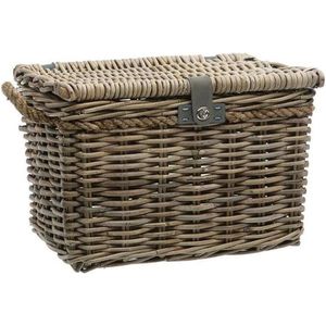 New Looxs Melbourne Large - Rotan Fietsmand met Deksel - Handgemaakt - Voorop - 45 Liter - Bruin